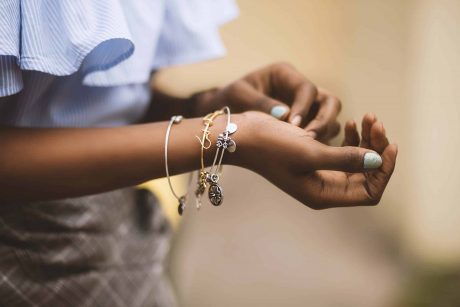 girl wearing stainless steel in jewelry