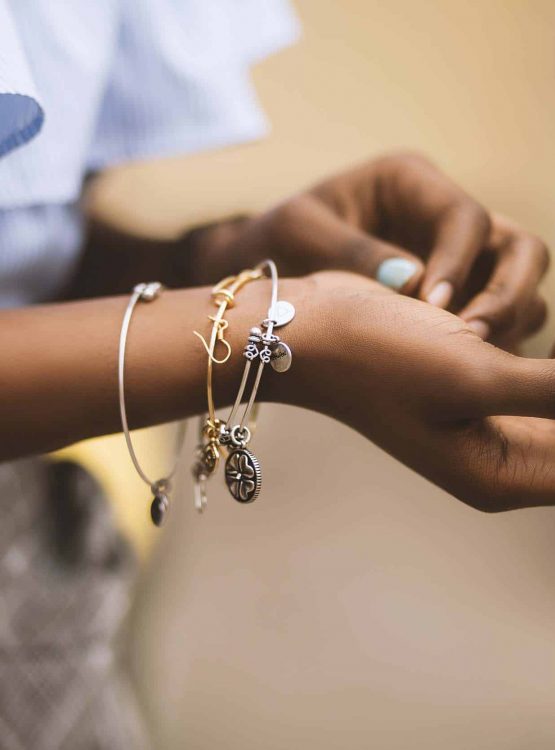 girl wearing stainless steel in jewelry