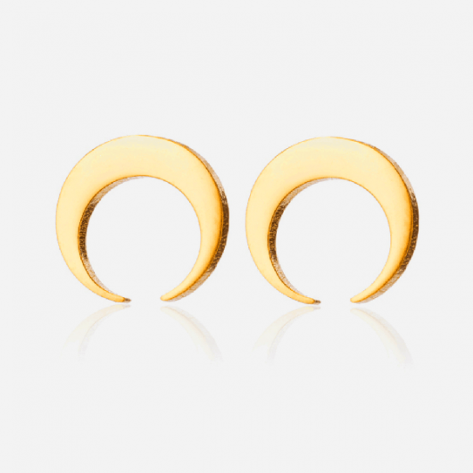 Gold Crescent Studs
